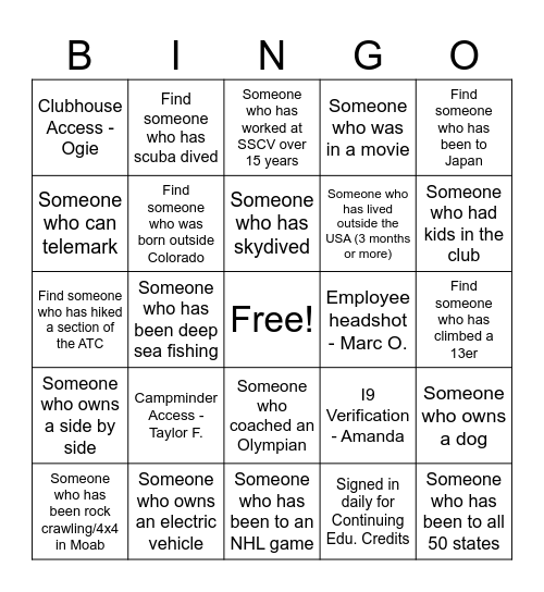 SSCV Staff Education Bingo #2 Bingo Card