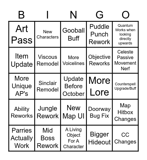 Patch Wishes Bingo Card
