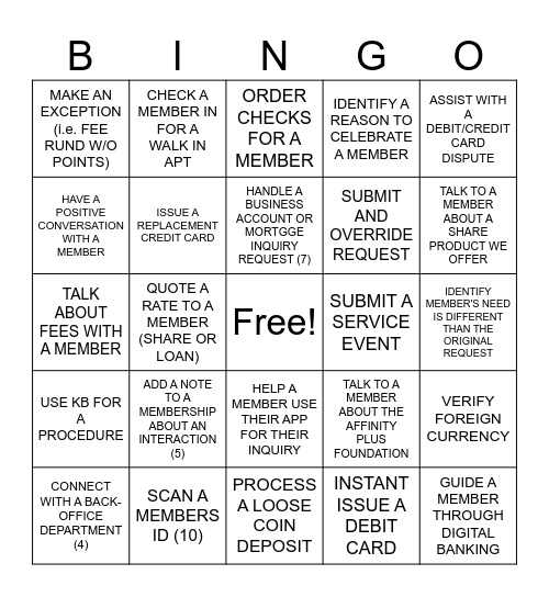 Branch Bingo Card