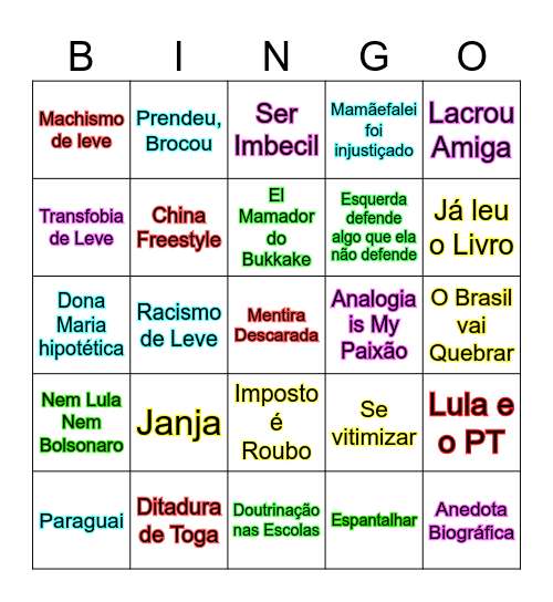 Libertard Amarelo Bingo Card
