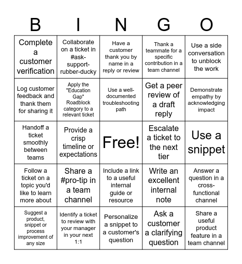 Support Ticket Blitz Bingo Card