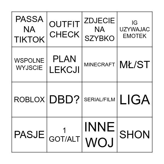 Epstein bingo Card