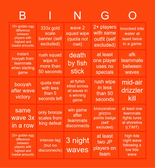 AFLSRB Bingo Card