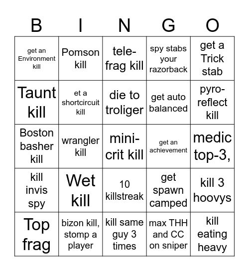 tf2 bingo thing Bingo Card