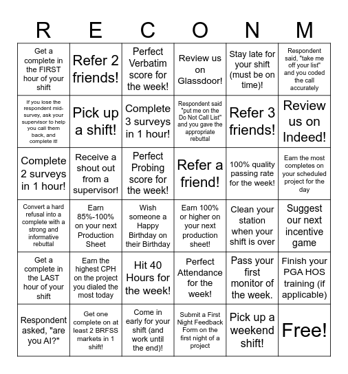 ReconMR Bingo Week! (9/14-9/20) Bingo Card