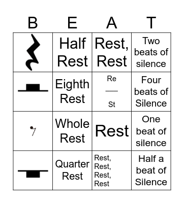Rests Bingo Card