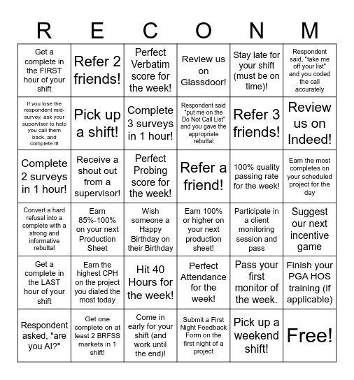 ReconMR Bingo Week! (9/14-9/20) Bingo Card