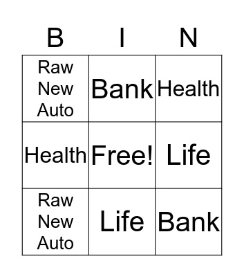 Financial Services Bingo Card
