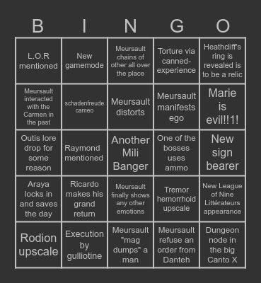 Canto X Electric Booga-Loo Bingo Card