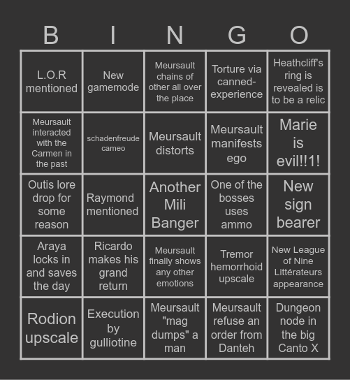 Canto X Electric Booga-Loo Bingo Card
