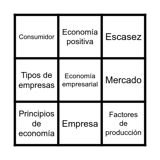 BINGO SABES ECONOMIA Bingo Card