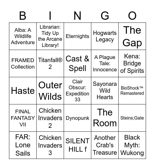 2027 Achievement Hunting Bingo Card