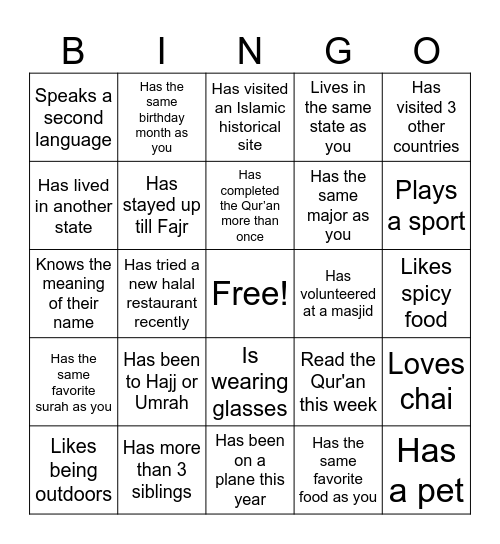 Find Someone Who... Bingo Card