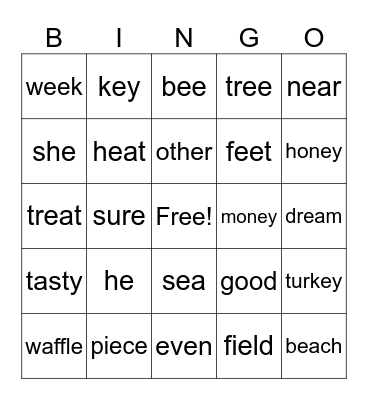 Ice cream Cones Bingo Card