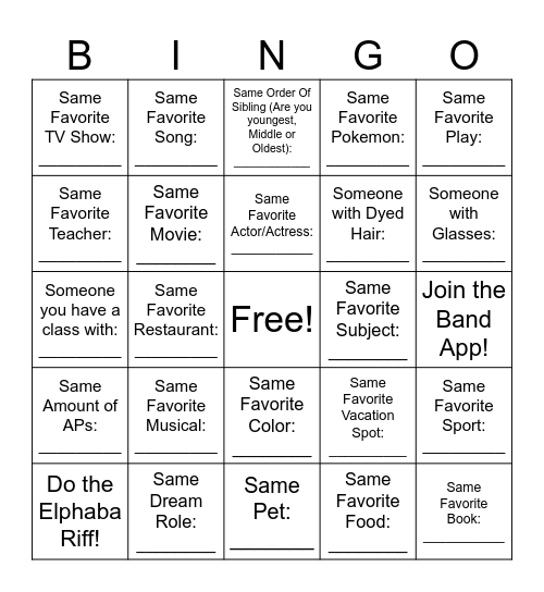 Making Friends Through Theater! Bingo Card