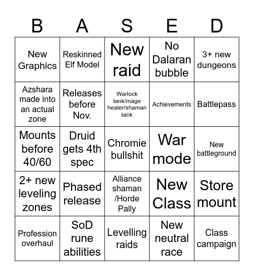 Classic+ Bingo Card
