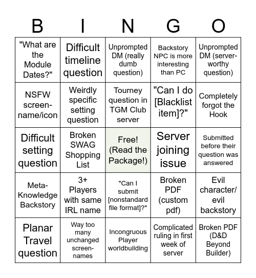 D&D Tourney bingo 2026-27 Bingo Card