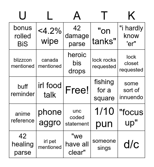 ULA'BINGO 2 Bingo Card
