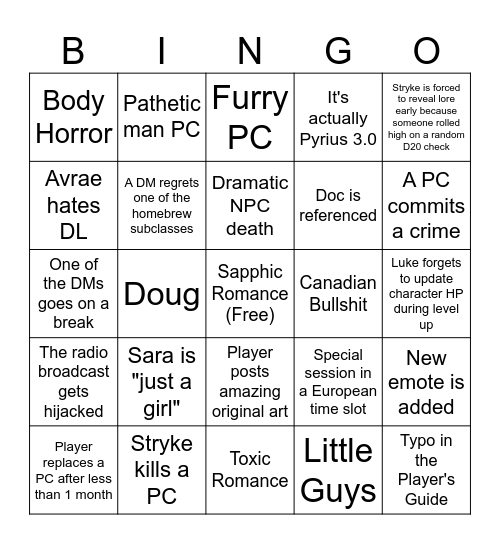 Untitled Bingo Card