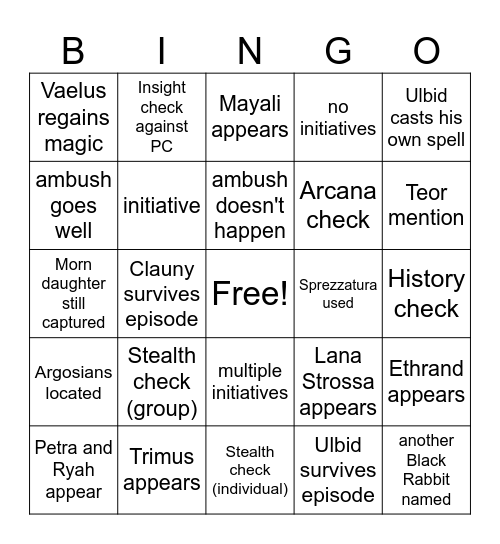 Party Of... How Many Are We Again? [Critical Role 4.34] Bingo Card