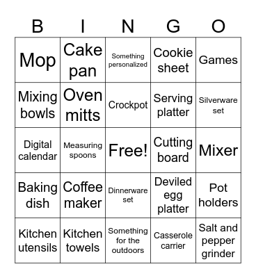 Bridal Shower Bingo Card