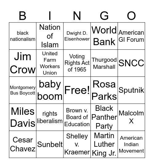 CH. 26/27 Bingo Card