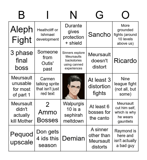 Canto X + intervallos + some season Bingo Card