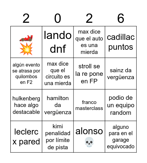 💥 MADRING 💥 Bingo Card
