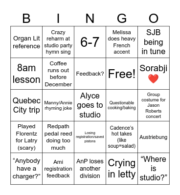 FALL 2026 Bingo Card