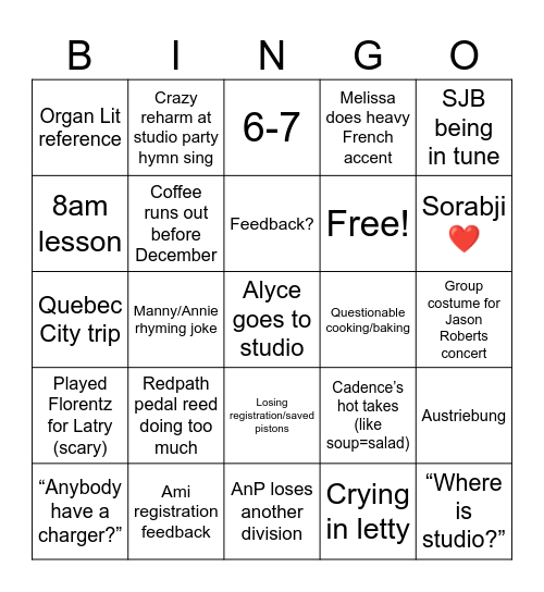 FALL 2026 Bingo Card