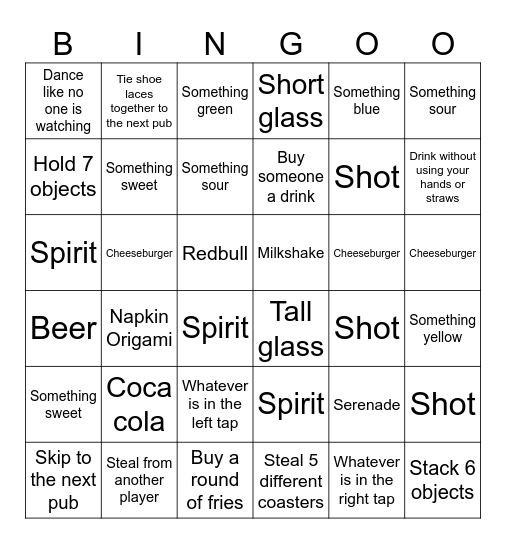 PUB BINGO Card