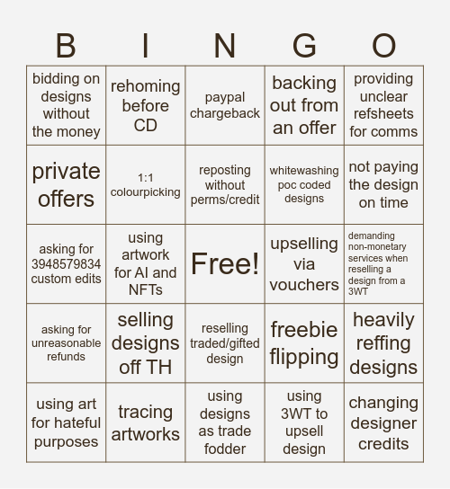 🥩 breaking butchery's tos 🤩 Bingo Card