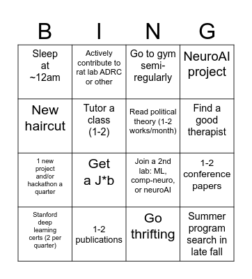 2026-2027 Academic Year Bingo Card