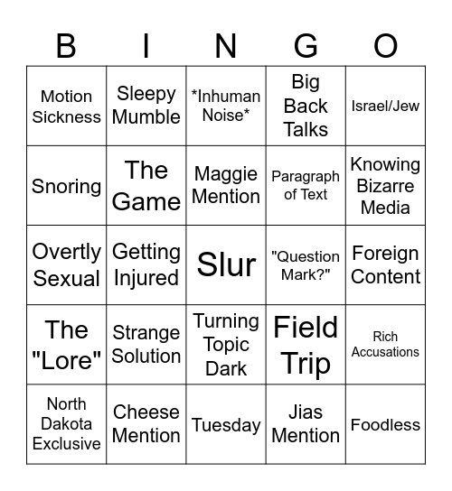 Nicole Bingo Card