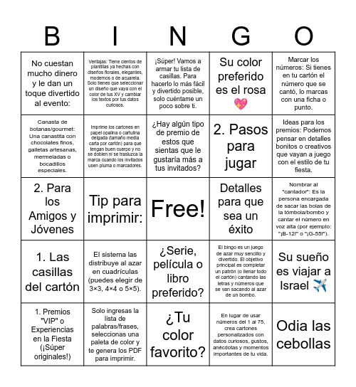 El chisme de mis 15😈💅 Bingo Card