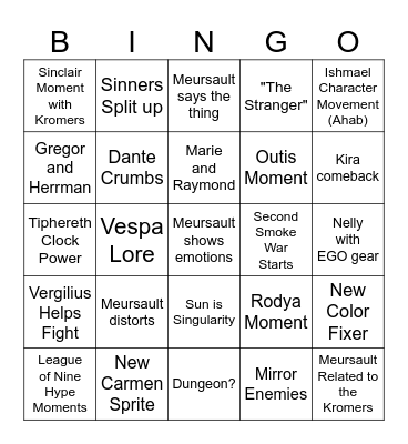 Canto 10 Bingo Board Bingo Card