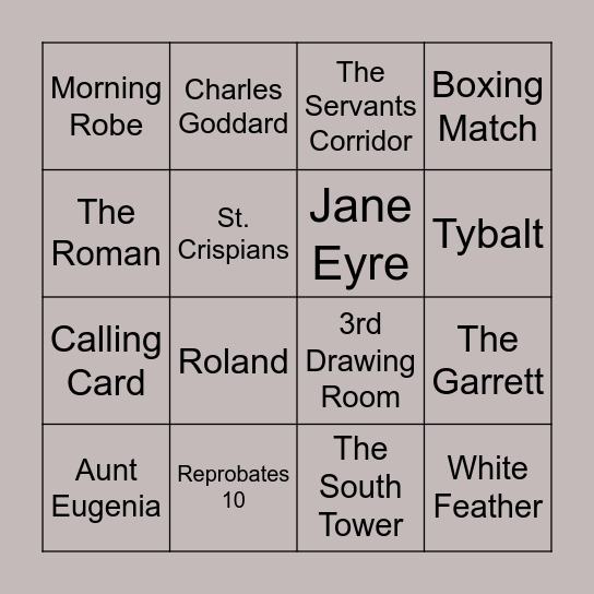 Whereabouts Bingo Card
