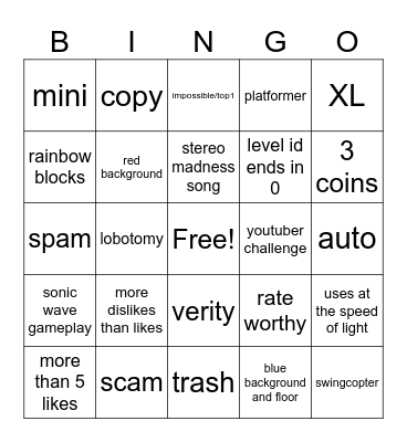 GD Bingo Card
