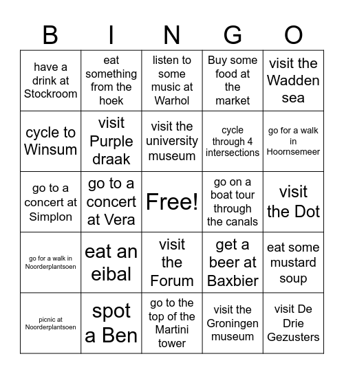 Groningen Bingo Card