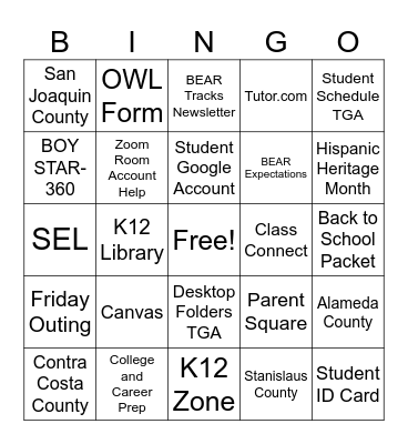 Homeroom Bingo LaMay 9/11/26 Bingo Card