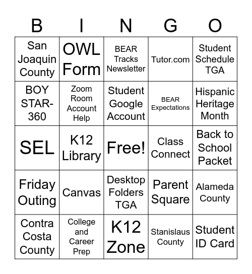Homeroom Bingo LaMay 9/11/26 Bingo Card