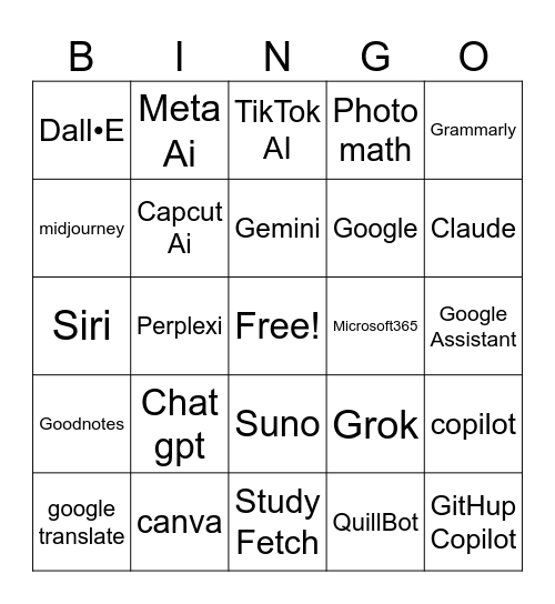 Digital challenge Bingo Card