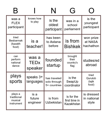FIND SOMEONE WHO ... Bingo Card