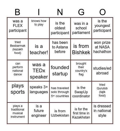 FIND SOMEONE WHO ... Bingo Card