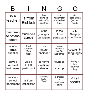 FIND SOMEONE WHO ... Bingo Card