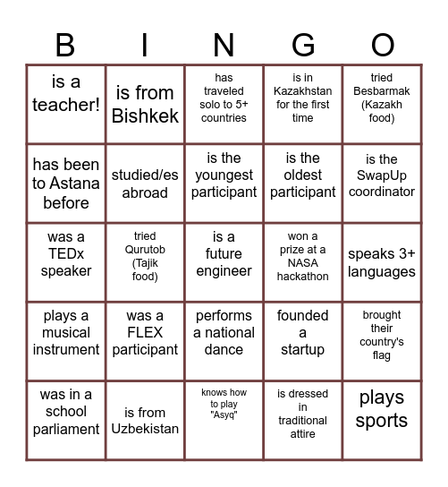 FIND SOMEONE WHO ... Bingo Card