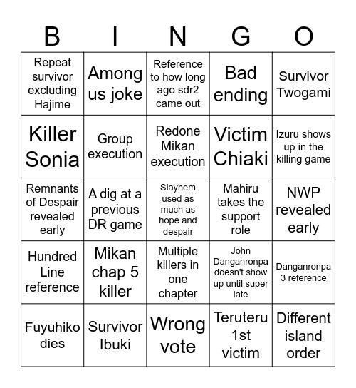 2x2 Bingo Card