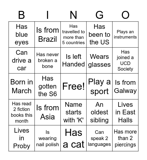 Person Bingo Card