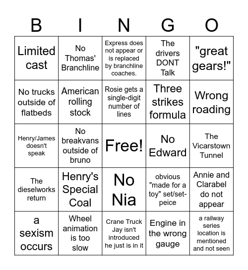 Really Helpful Engines: EVIL Bingo Card