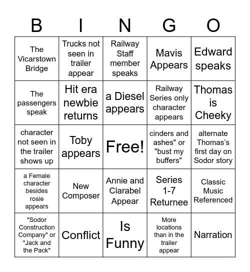 Really Helpful Engines: GOOD Bingo Card